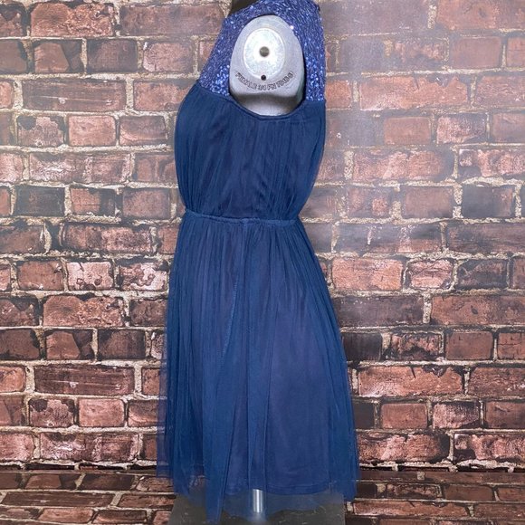 Mimi Chica Sleeveless Fit & Flare Mini Dress Size Small Sequins with Tulle Skirt - Picture 3 of 8